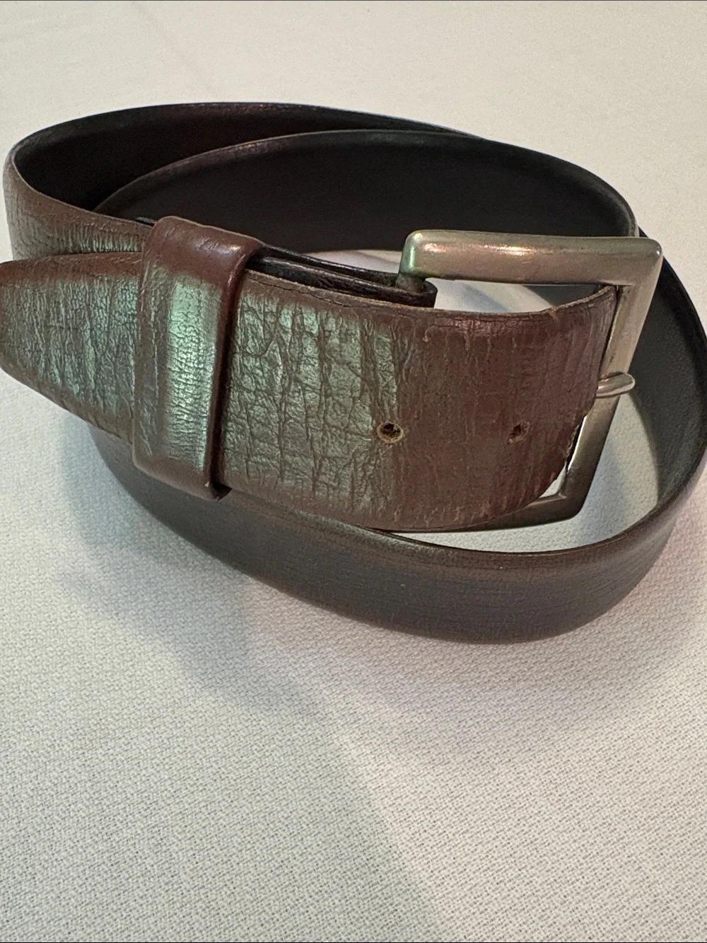 Towncraft Dark Brown Leather Mid Century Vintage Belt with Silver-Tone Buckle 38